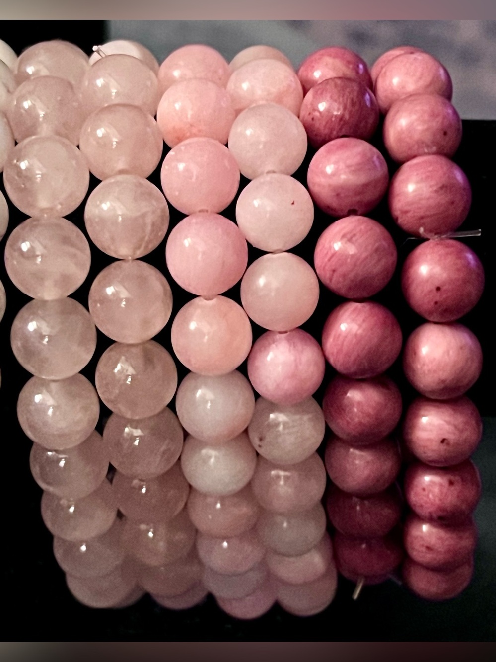 Pink Rhodonite authentic gemstone beaded bracelets - Picture 3 of 5